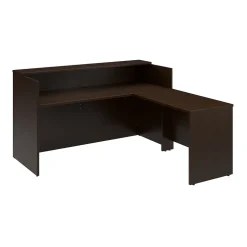 Bush Business Furniture Arrive 72"W L Shaped Reception Desk with Shelf, Mocha Cherry (ARV006MR)