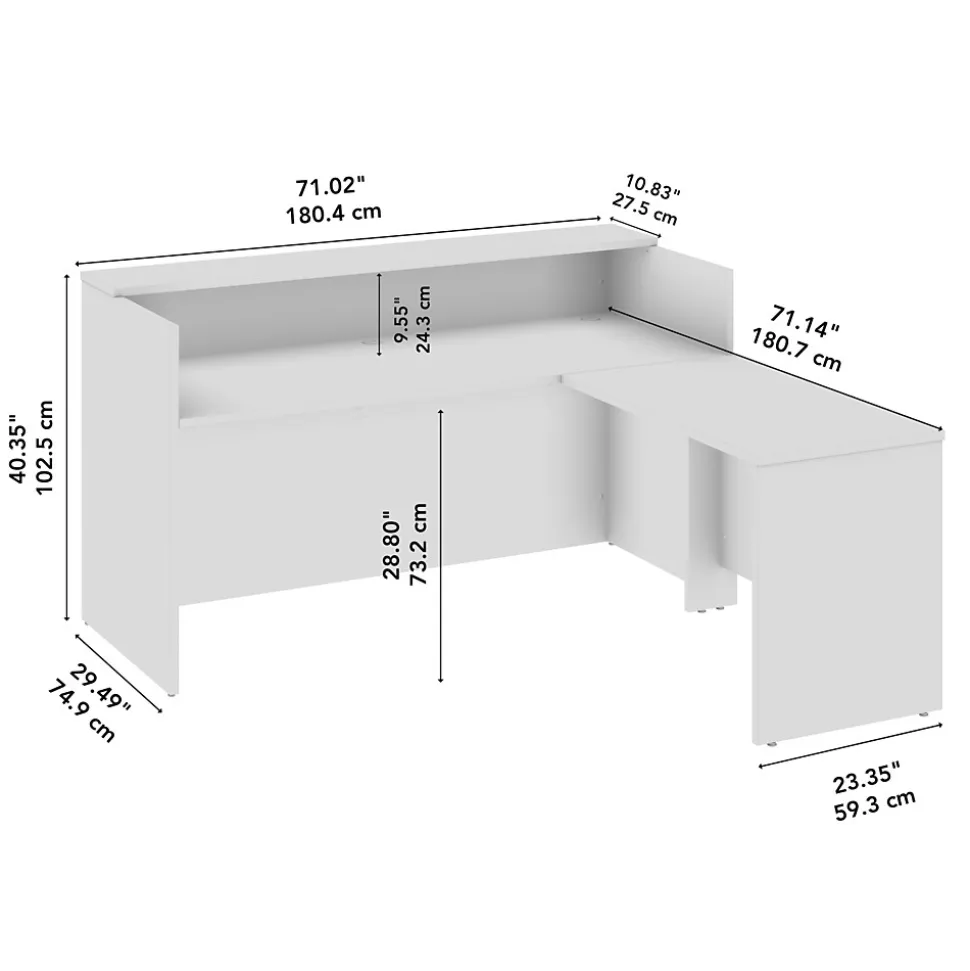 Bush Business Furniture Arrive 72"W L Shaped Reception Desk with Shelf, Mocha Cherry (ARV006MR)