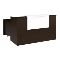 Bush Business Furniture Arrive 72"W L Shaped Reception Desk with Counter and Mobile File Cabinet, Mocha Cherry (ARV010MR)