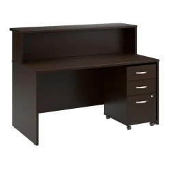 Bush Business Furniture Arrive 60"W Reception Desk with Shelf and Mobile File Cabinet, Mocha Cherry (ARV002MR)