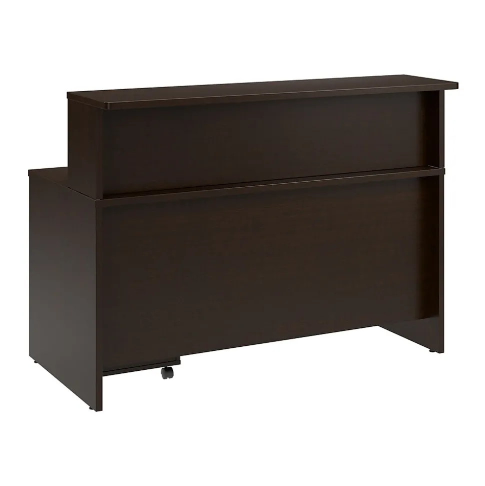 Bush Business Furniture Arrive 60"W Reception Desk with Shelf and Mobile File Cabinet, Mocha Cherry (ARV002MR)