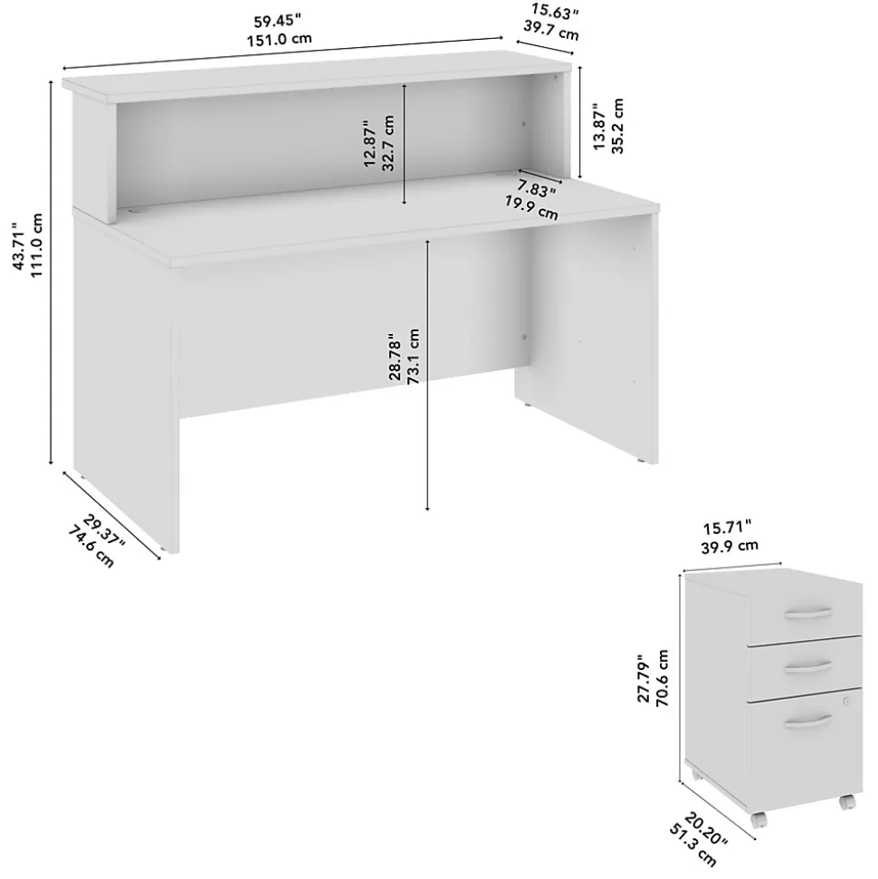 Bush Business Furniture Arrive 60"W Reception Desk with Shelf and Mobile File Cabinet, Mocha Cherry (ARV002MR)
