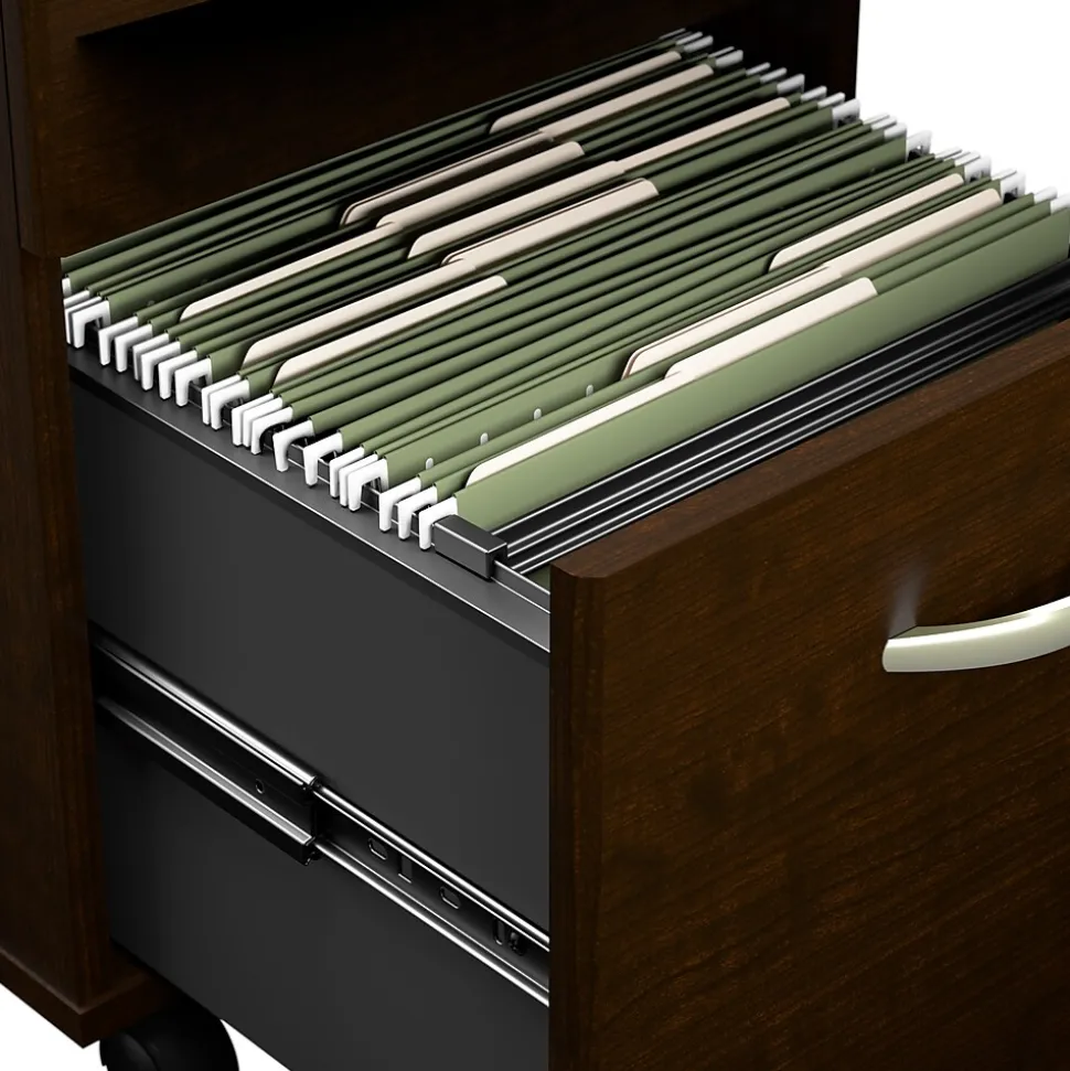 Bush Business Furniture Arrive 60"W Reception Desk with Shelf and Mobile File Cabinet, Mocha Cherry (ARV002MR)