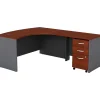 Bush Business Furniture Components 60"W L Shaped Desk with Left Handed Return and 3 Drw File Cabinet, Hansen Cherry (BDL003HCL)