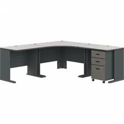 Bush Business Furniture Cubix 84"W Corner Desk with Mobile File Cabinet, Slate/White Spectrum (SRA041SLSU)