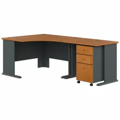 Bush Business Furniture Cubix 48"W Corner Desk with Return and Mobile File Cabinet, Natural Cherry/Slate (SRA005NCSU)