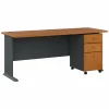 Bush Business Furniture Cubix 72W Desk with Mobile File Cabinet, Natural Cherry/Slate (SRA013NCSU)