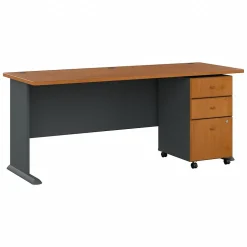 Bush Business Furniture Cubix 72W Desk with Mobile File Cabinet, Natural Cherry/Slate (SRA013NCSU)