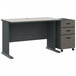 Bush Business Furniture Cubix 48W Desk with Mobile File Cabinet, Slate/White Spectrum (SRA025SLSU)