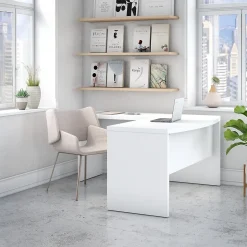Bush Business Furniture Echo 60"W L Shaped Bow Front Desk, Pure White (ECH025PW)