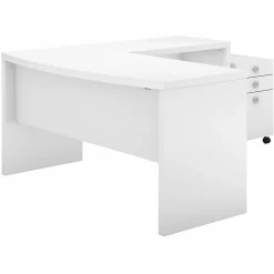 Bush Business Furniture Echo 60"W L Shaped Bow Front Desk with Mobile File Cabinet, Pure White (ECH007PW)