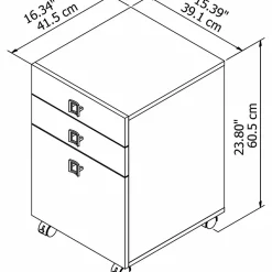 Bush Business Furniture Echo 3 Drawer Mobile File Cabinet, Pure White (KI60101-03)