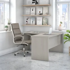 Bush Business Furniture Echo 60"W L Shaped Desk, Gray Sand (ECH026GS)