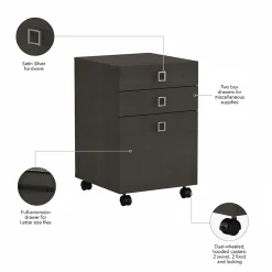 Bush Business Furniture Echo 3 Drawer Mobile File Cabinet, Charcoal Maple (KI60301-03)