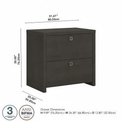 Bush Business Furniture Echo 2 Drawer Lateral File Cabinet, Charcoal Maple (KI60302-03)
