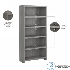 Bush Business Furniture Echo 5 Shelf Bookcase, Modern Gray (KI60404-03)