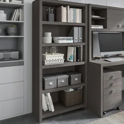 Bush Business Furniture Echo 5 Shelf Bookcase, Charcoal Maple (KI60304-03)