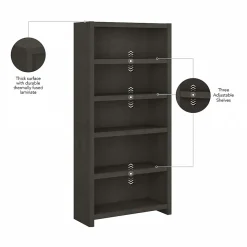 Bush Business Furniture Echo 5 Shelf Bookcase, Charcoal Maple (KI60304-03)