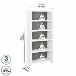 Bush Business Furniture Echo 5 Shelf Bookcase, Pure White/Modern Gray (KI60504-03)