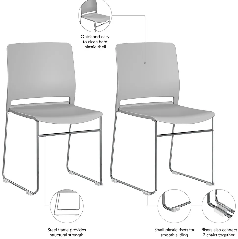 Bush Business Furniture Envision Stackable Chairs, Gray, 2/Set (CH4003LGP-03)