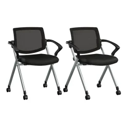 Bush Business Furniture Envision Mesh Folding Chairs with Arms, Black, 2/Set (CH4001BLF-03)
