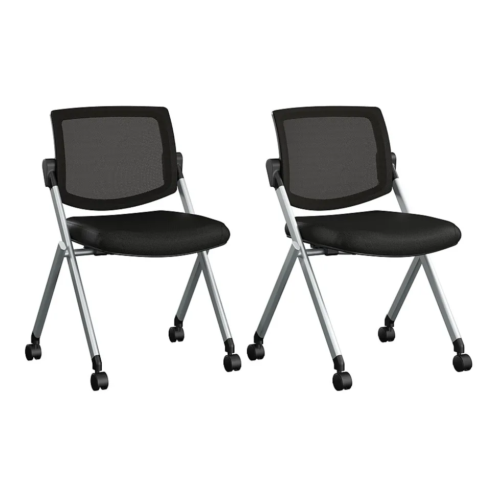 Bush Business Furniture Envision Mesh Folding Chairs, Black, 2/Set (CH4002BLF-03)