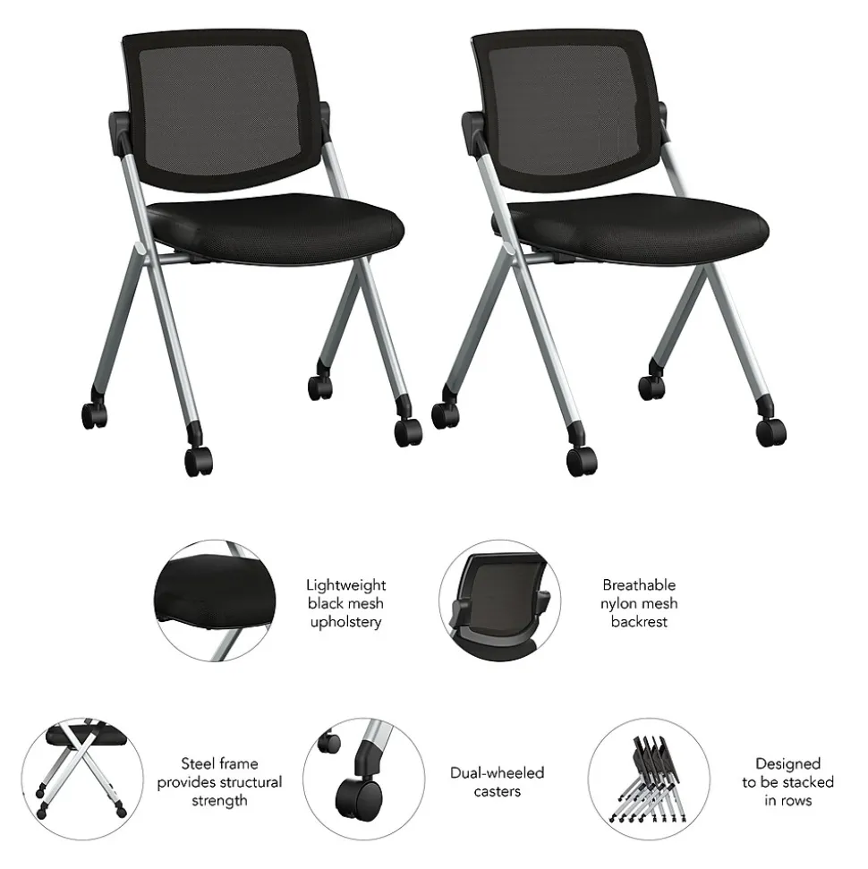 Bush Business Furniture Envision Mesh Folding Chairs, Black, 2/Set (CH4002BLF-03)