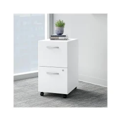 Bush Business Furniture Easy Office 2-Drawer Mobile Vertical File Cabinet, Letter/Legal Size, Lockable, Pure White (EO108WHSU)
