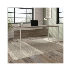 Bush Business Furniture Hybrid 72"W Computer Table Desk with Metal Legs, Modern Hickory (HYD172MH)