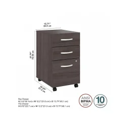 Bush Business Furniture Hybrid 3-Drawer Mobile Vertical File Cabinet, Letter/Legal Size, Lockable, Storm Gray (HYF216SGSU-Z)