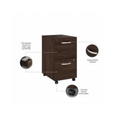 Bush Business Furniture Hybrid 2-Drawer Mobile Vertical File Cabinet, Letter/Legal Size, Lockable, Black Walnut (HYF116BWSU-Z)