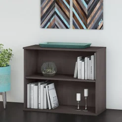 Bush Business Furniture 29"H 2-Shelf Bookcase with Adjustable Shelf, Storm Gray (BK3036SG)