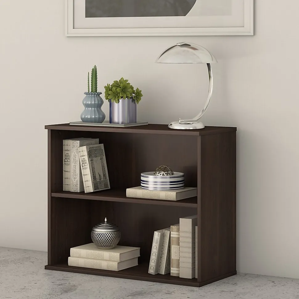 Bush Business Furniture 29"H 2-Shelf Bookcase with Adjustable Shelf, Black Walnut (BK3036BW)