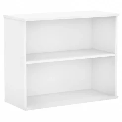 Bush Business Furniture 29"H 2-Shelf Bookcase with Adjustable Shelf, White (BK3036WH)