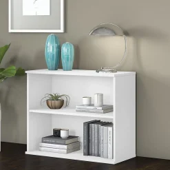 Bush Business Furniture 29"H 2-Shelf Bookcase with Adjustable Shelf, White (BK3036WH)