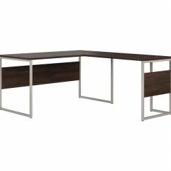 Bush Business Furniture Hybrid 60"W L Shaped Table Desk with Metal Legs, Black Walnut (HYB027BW)