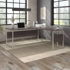 Bush Business Furniture Hybrid 72"W L Shaped Table Desk with Metal Legs, Storm Gray (HYB025SG)