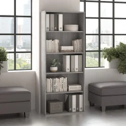 Bush Business Furniture Hustle Tall 5 Shelf Bookcase, Platinum Gray (HUB230PG)