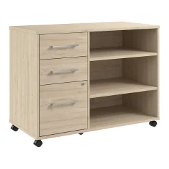 Bush Business Furniture Hustle Office Storage Cabinet with Wheels, Natural Elm (HUF140NE)