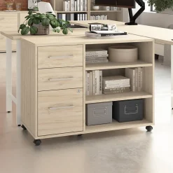 Bush Business Furniture Hustle Office Storage Cabinet with Wheels, Natural Elm (HUF140NE)