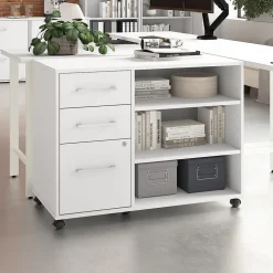Bush Business Furniture Hustle Office Storage Cabinet with Wheels, White (HUF140WH)