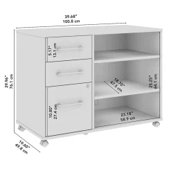Bush Business Furniture Hustle Office Storage Cabinet with Wheels, White (HUF140WH)