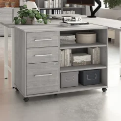 Bush Business Furniture Hustle Office Storage Cabinet with Wheels, Platinum Gray (HUF140PG)