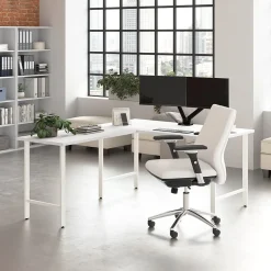 Bush Business Furniture Hustle 60"W L Shaped Computer Desk with Metal Legs, White (HUS003WH)