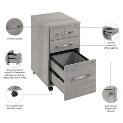 Bush Business Furniture Hustle 3 Drawer Mobile File Cabinet, Platinum Gray (HUF116PG)