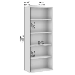 Bush Business Furniture Hustle Tall 5 Shelf Bookcase, White (HUB230WH)