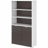 Bush Business Furniture Jamestown 66"H 5-Shelf Bookcase with Adjustable Shelves, Storm Gray/White Laminated Wood (JTB136SGWH)