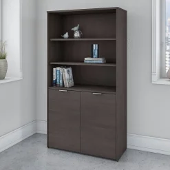 Bush Business Furniture Jamestown 66.12"H 5-Shelf Bookcase with Adjustable Shelves, Storm Gray Laminated Wood (JTB136SG)