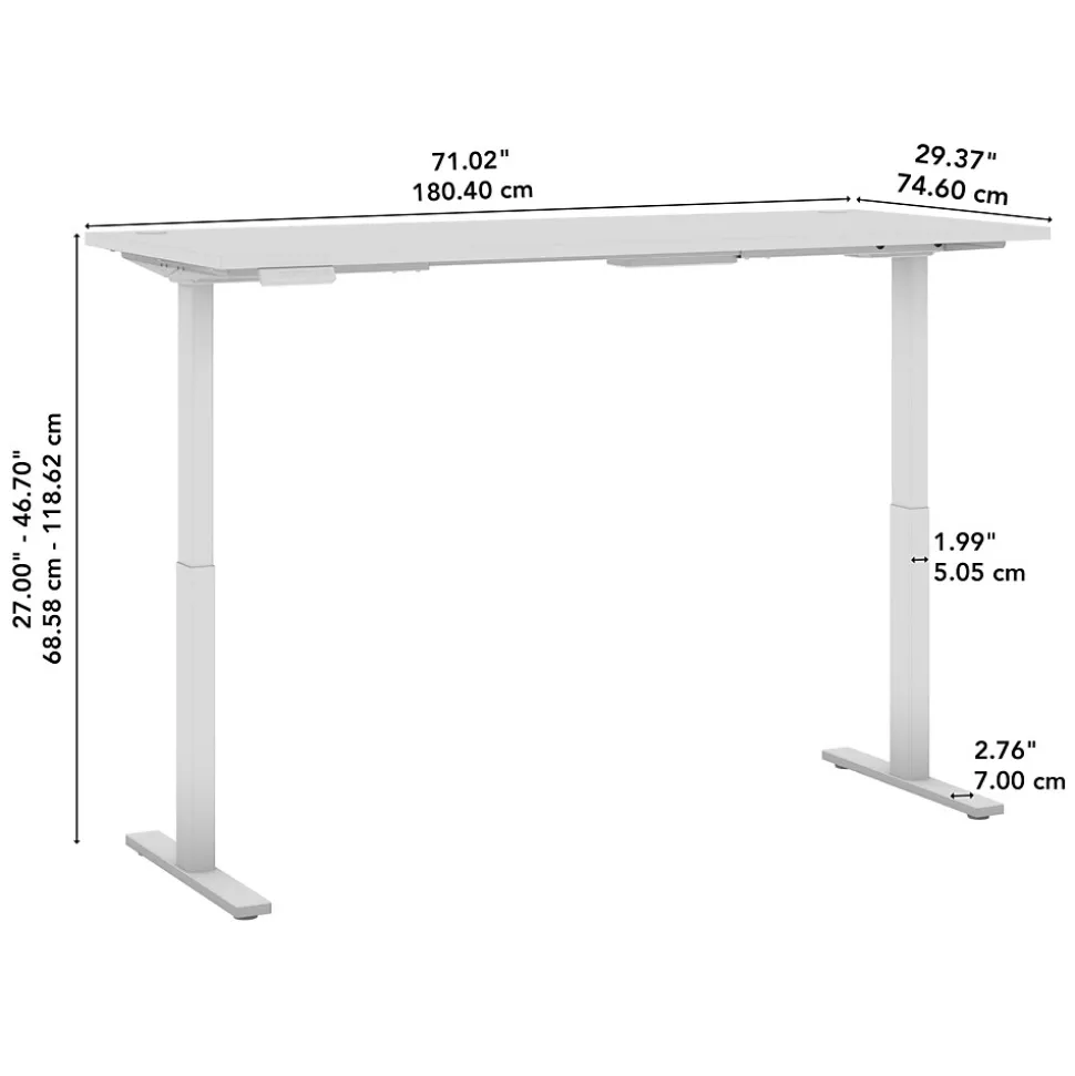 Bush Business Furniture Move 60 Series 72"W Electric Adjustable Standing Desk, Natural Elm/Cool Gray Metallic (M6S7230NESK)