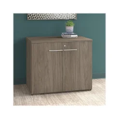 Bush Business Furniture Office 500 29.82" Storage Cabinet with Two Shelves, Modern Hickory (OFS136MHSU)